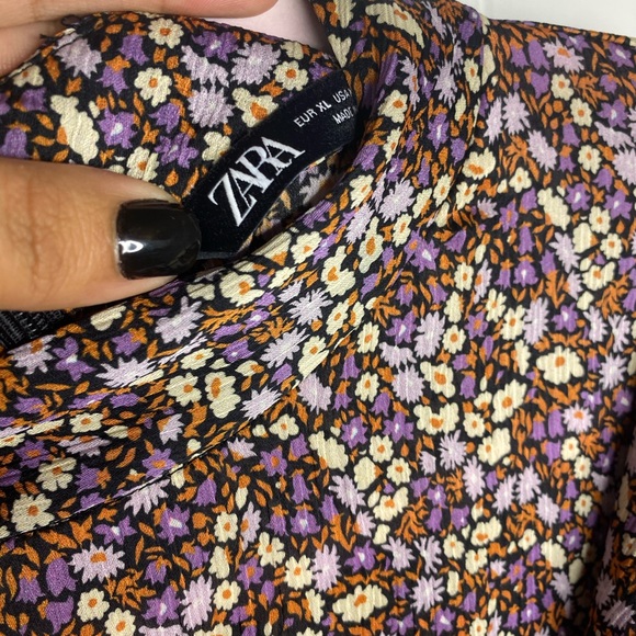 Zara Floral Print mini long sleeve dress NWT XL - Picture 3 of 12